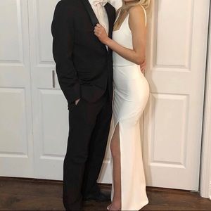 Beginning boutique rosette formal dress in white